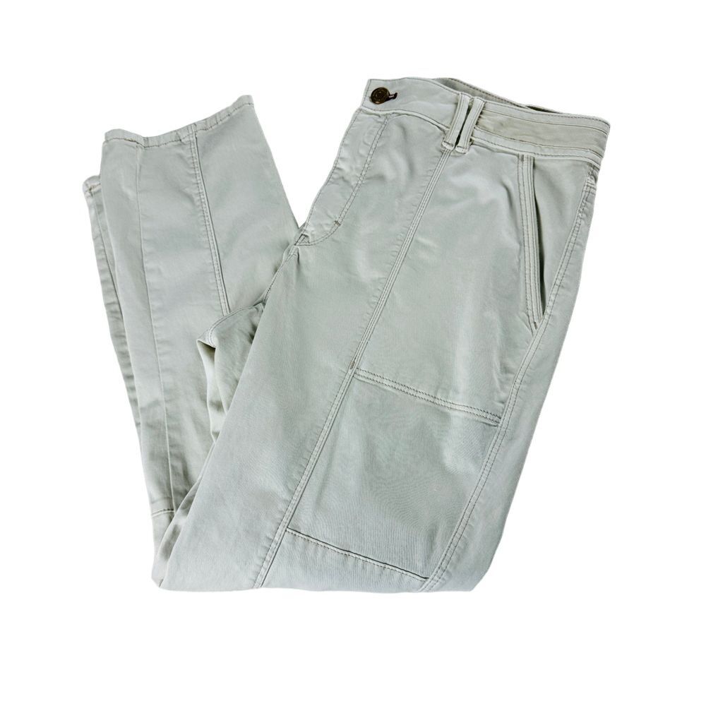 WHBM Pants Womens 14 Fits 16 Beige Cream Straight Crop Chino Trousers Minimalist